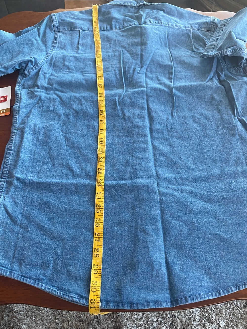 Wrangler Light Blue Short-Sleeve Denim Button-Up Shirt - Picture 8 of 8